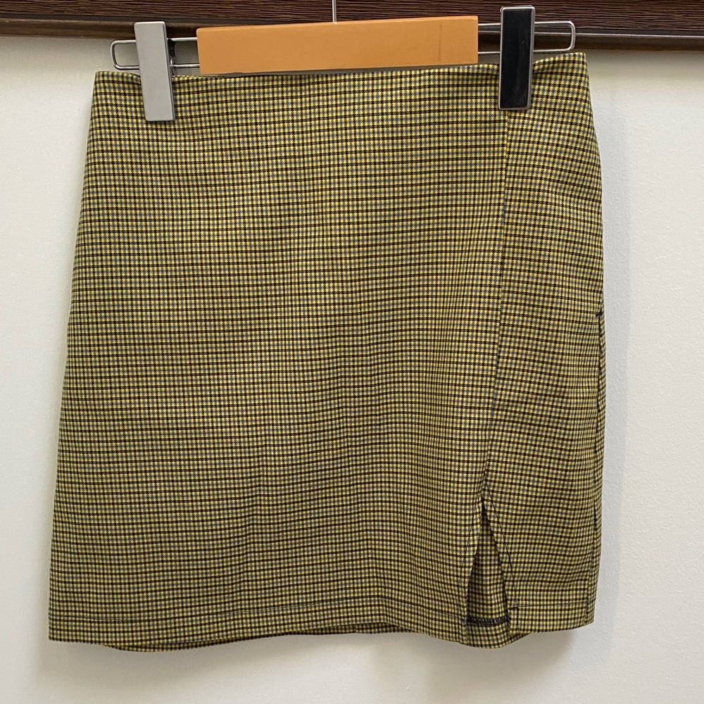 Urban Outfitters Olive Checkered Mini Skirt